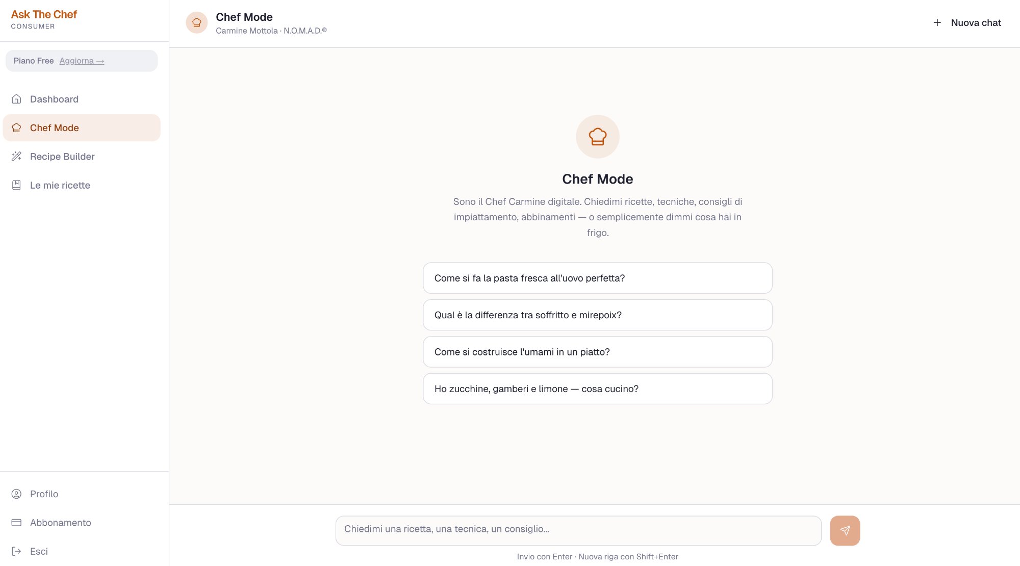 Chef Mode — chat con Carmine Mottola